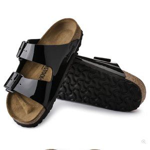 NEW Birkenstock Arizona Sandals in Patent Black Size EU 38/ US 7-7.5 Regular